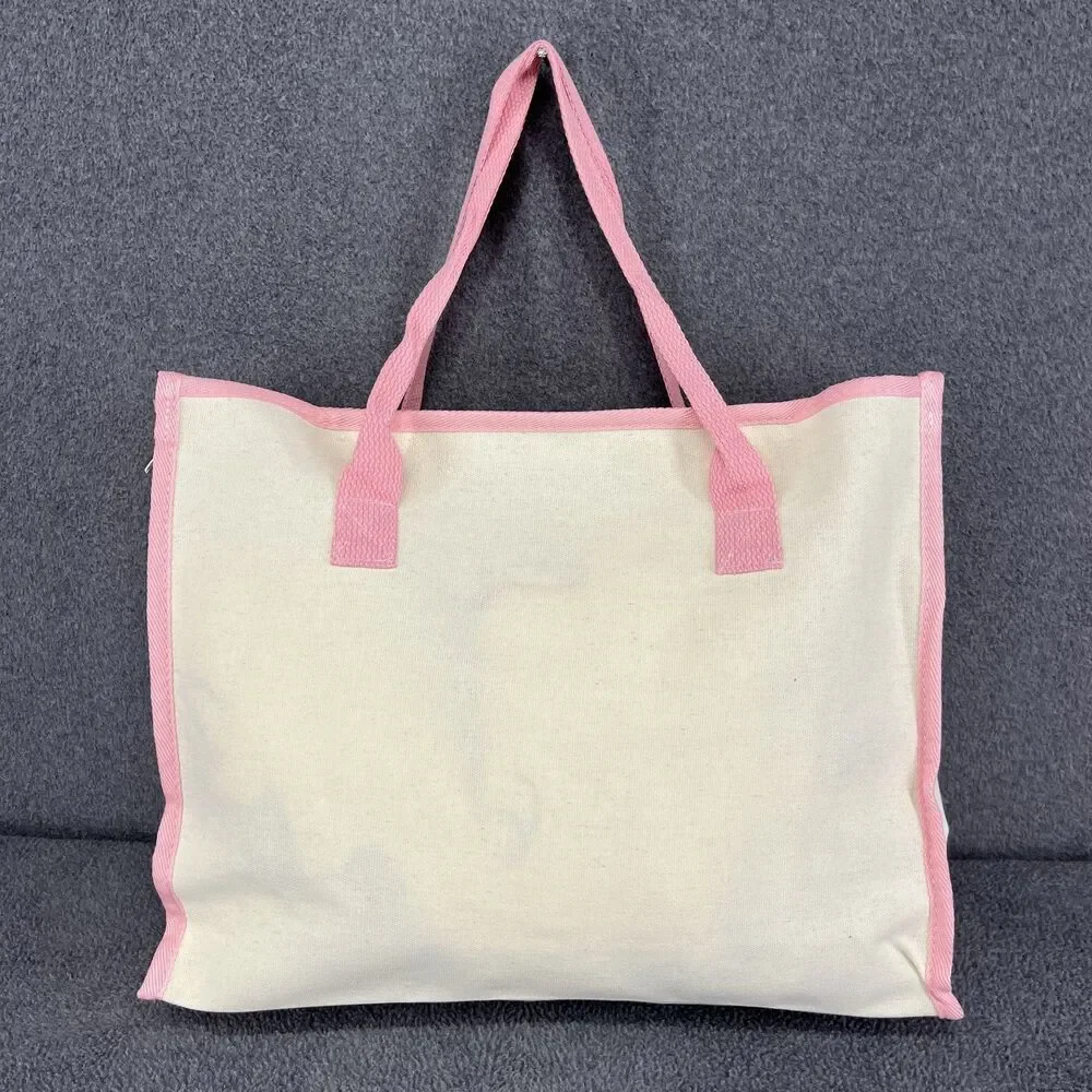 Hello Kitty Canvas Style Pink Tote Bag‎ Sanrio Miniso Kawaii Reusable Canvas